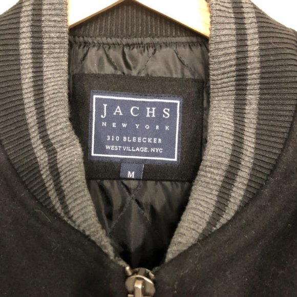 JACHS NEW YORK CHIC LUXE VARSITY LEATHER WOOL JACKET SIZE M - Picture 2 of 13